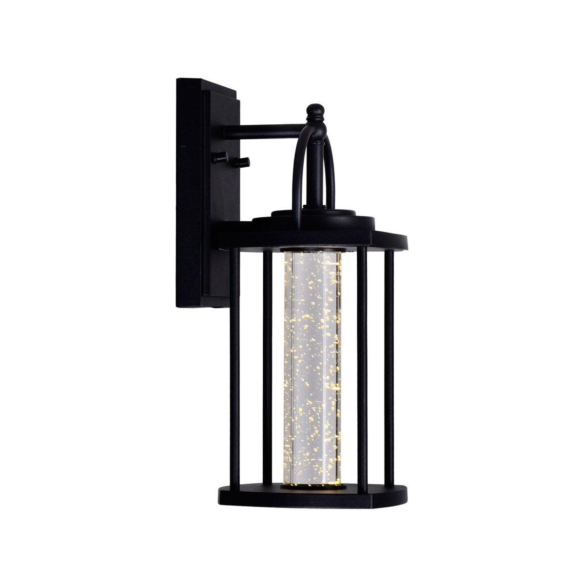 Black with Cylindrical Bubble Glass Outdoor Wall Sconce - LV LIGHTING