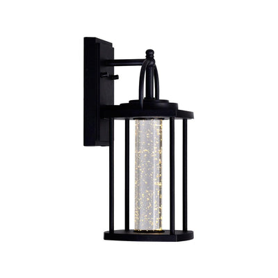 Black with Cylindrical Bubble Glass Outdoor Wall Sconce - LV LIGHTING