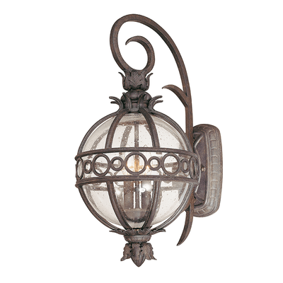 Campanile Bronze with Seedy Glass Shade Outdoor Wall Sconce - LV LIGHTING