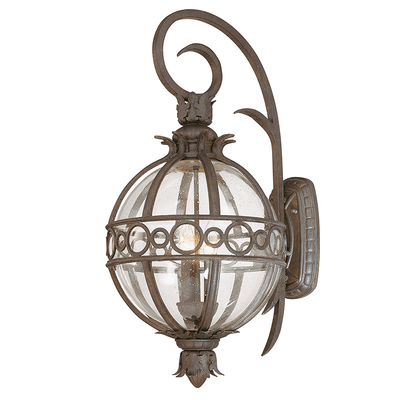 Campanile Bronze with Seedy Glass Shade Outdoor Wall Sconce - LV LIGHTING