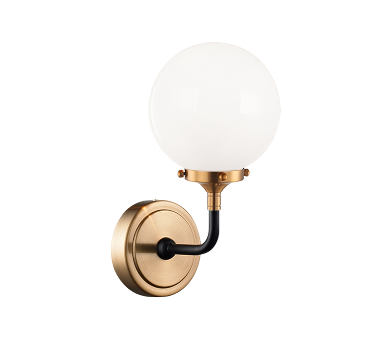 Steel Two Tone Rod with Glass Globe Wall Sconce