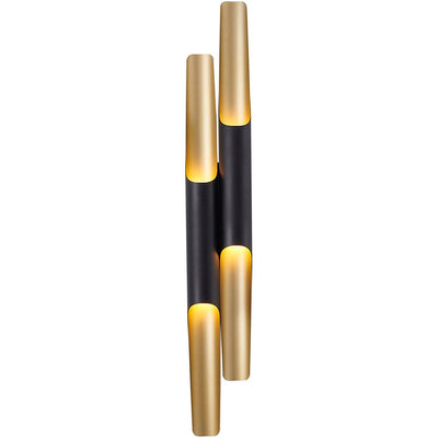 Matte Black with Gold Interior Double Wall Sconce - LV LIGHTING