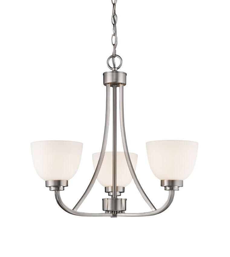 Steel Sweeping Arm with Opal Glass Shade Chandelier - LV LIGHTING