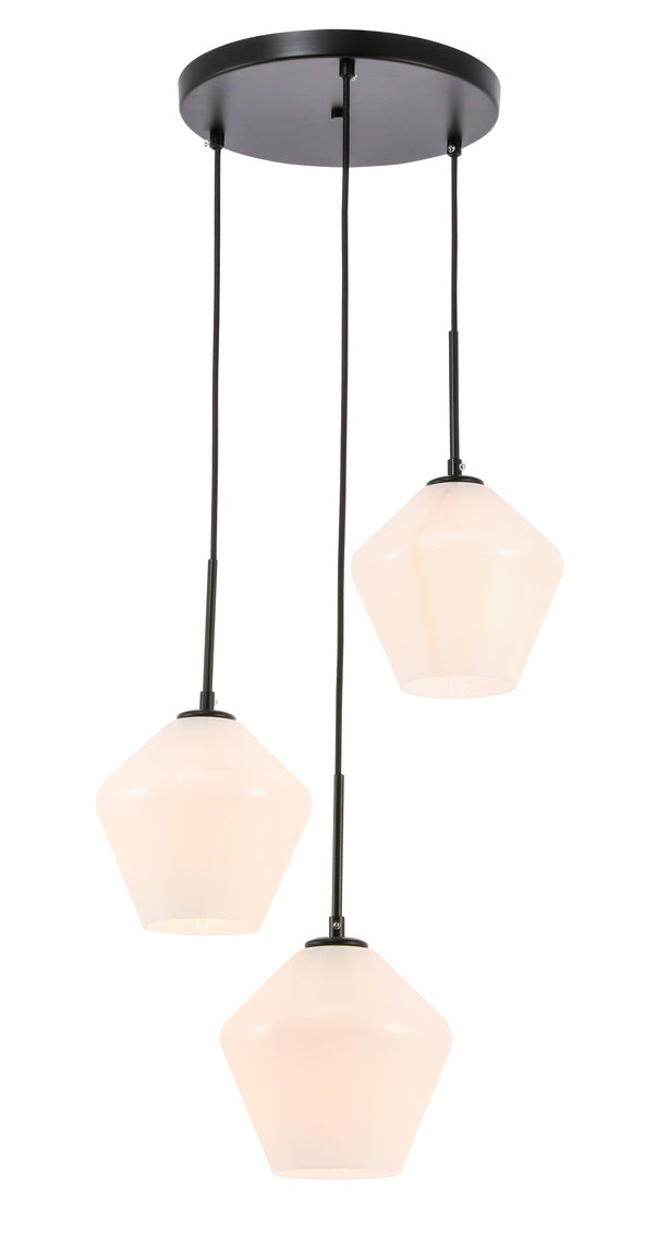 Steel Frame with Frosted Glass Shade Multiple Pendant