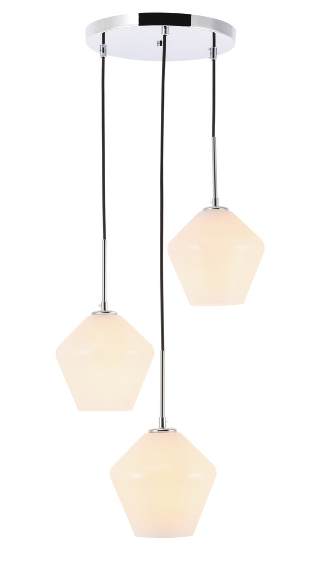 Steel Frame with Frosted Glass Shade Multiple Pendant