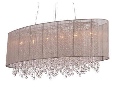 Organza Shade with Clear Crystal Strand and Drop Linear Chandelier - LV LIGHTING