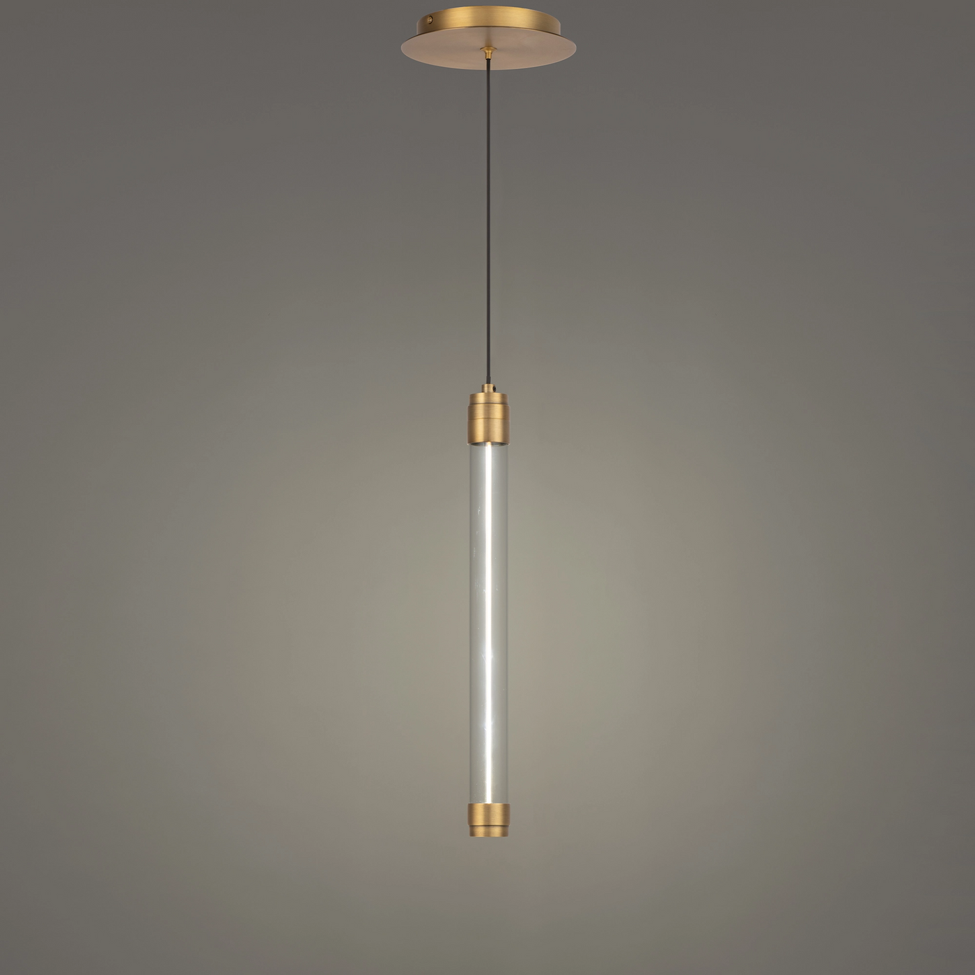 LED Steel Frame with Clear Cylindrical Glass Shade Single Pendant