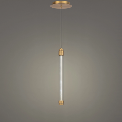 LED Steel Frame with Clear Cylindrical Glass Shade Single Pendant
