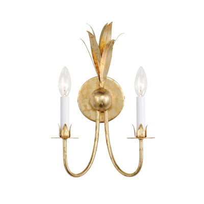 Gold Leaf Curve Arm 2 Light Wall Sconce - LV LIGHTING