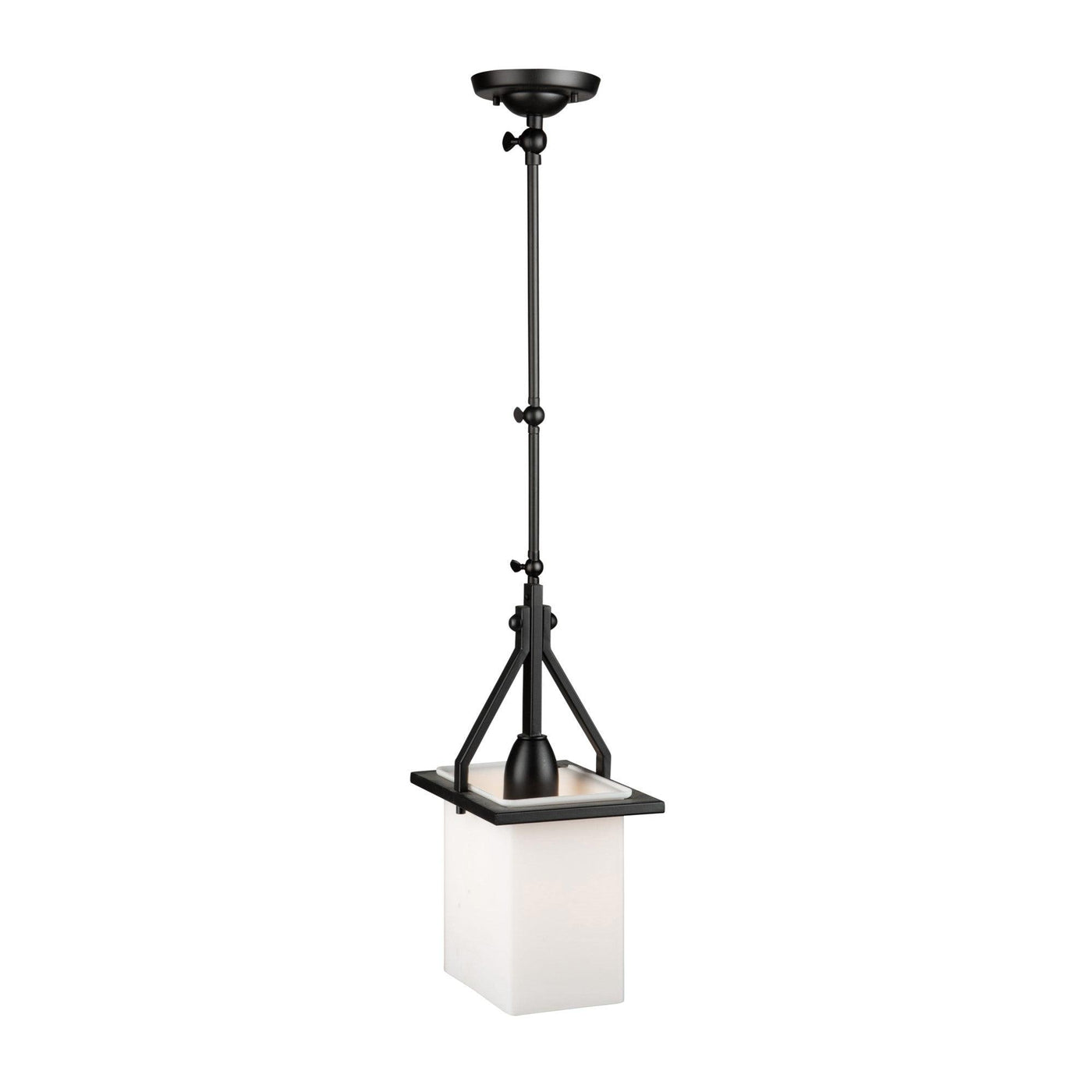 Steel Adjustable Arm with Matte White Rectangular Glass Shade Pendant / Wall Sconce - LV LIGHTING