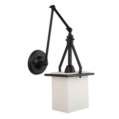 Steel Adjustable Arm with Matte White Rectangular Glass Shade Pendant / Wall Sconce - LV LIGHTING