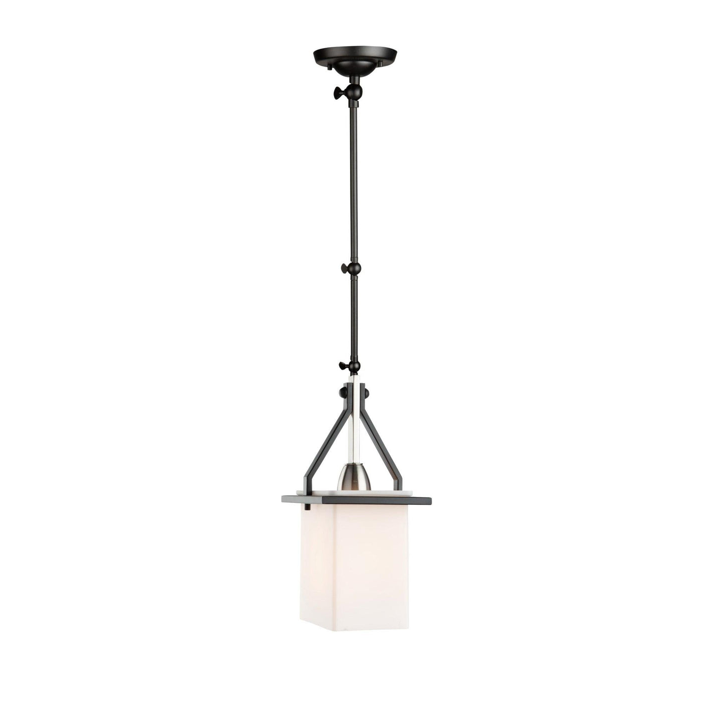 Steel Adjustable Arm with Matte White Rectangular Glass Shade Pendant / Wall Sconce - LV LIGHTING