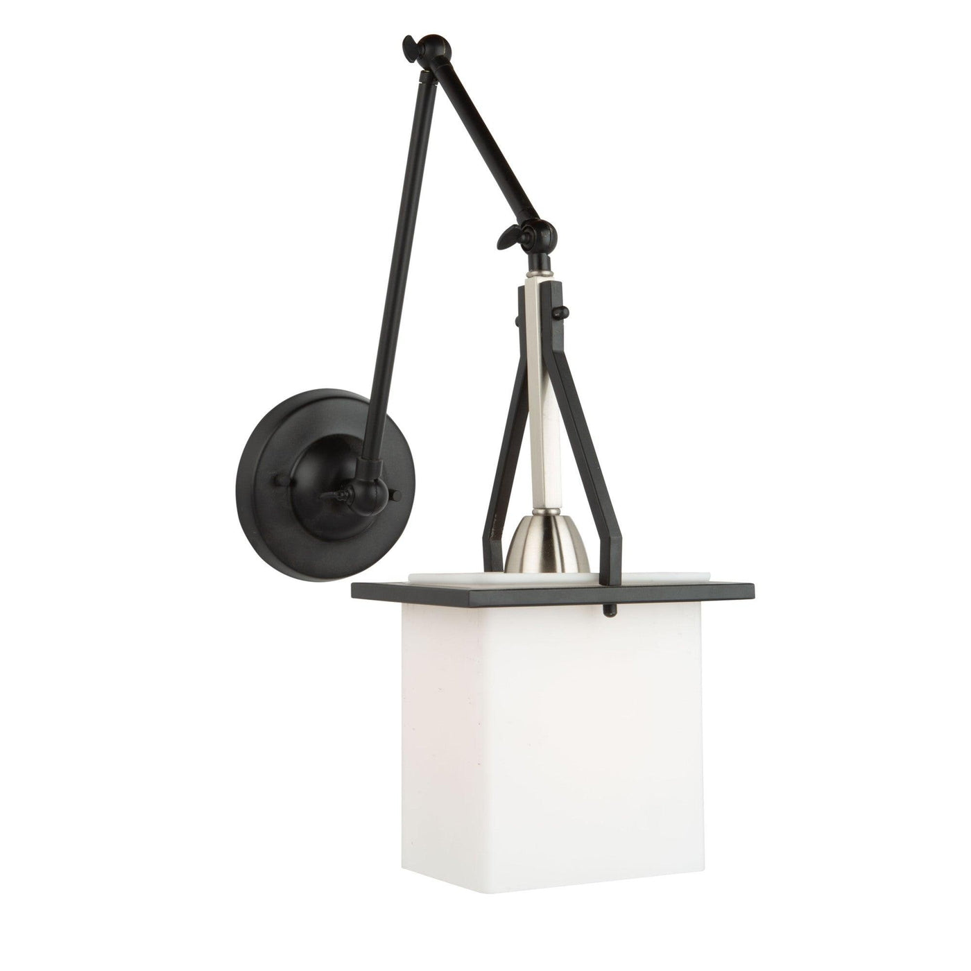 Steel Adjustable Arm with Matte White Rectangular Glass Shade Pendant / Wall Sconce - LV LIGHTING