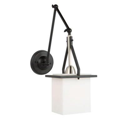 Steel Adjustable Arm with Matte White Rectangular Glass Shade Pendant / Wall Sconce - LV LIGHTING