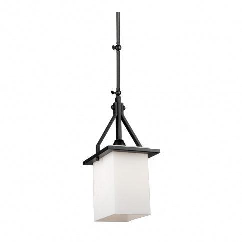 Steel Adjustable Arm with Matte White Rectangular Glass Shade Pendant / Wall Sconce - LV LIGHTING