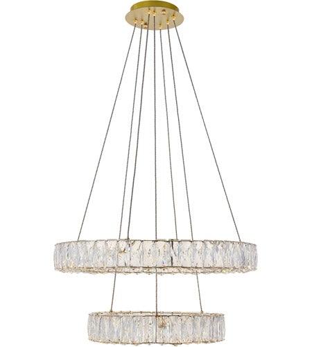 LED Gold with Cyrstal Double Layer Chandelier - LV LIGHTING