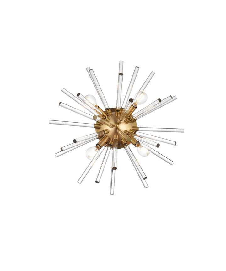Steel Frame with Clear Cyrstal Rod Sputnik Wall Sconce in Satin Gold by Elegant