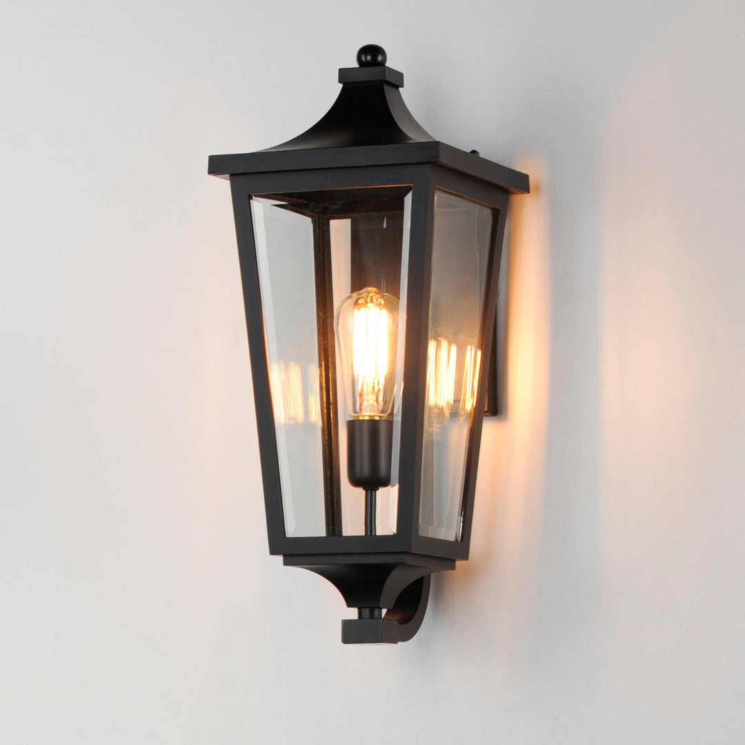 Black EPMM Vivex Frame with Clear Glass Outdoor Wall Sconce - LV LIGHTING