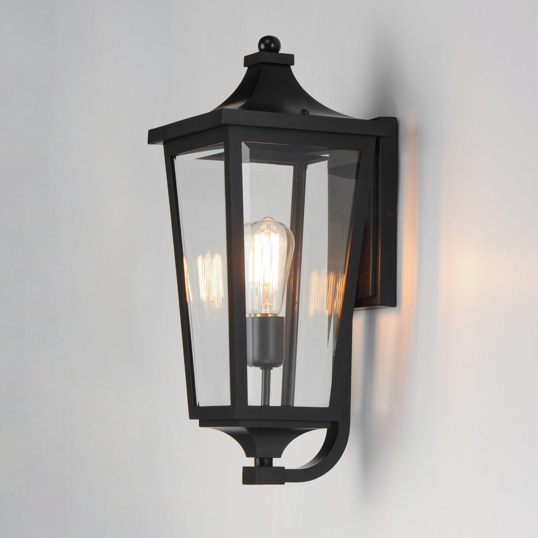 Black EPMM Vivex Frame with Clear Glass Outdoor Wall Sconce - LV LIGHTING