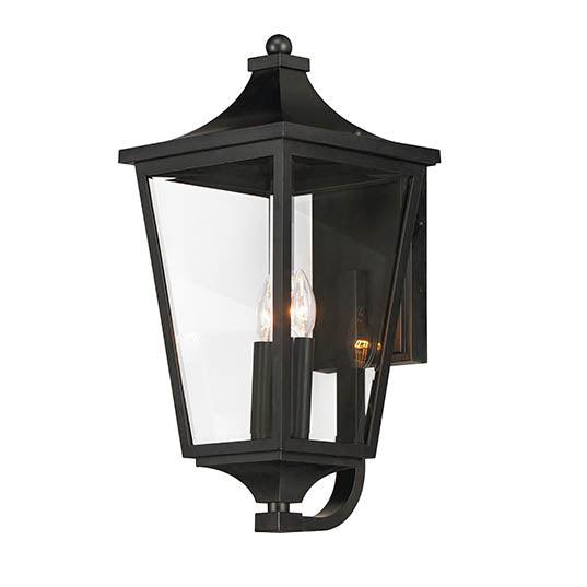 Black EPMM Vivex Frame with Clear Glass Outdoor Wall Sconce - LV LIGHTING