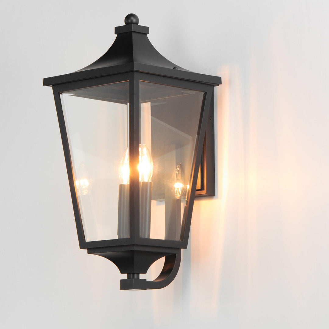 Black EPMM Vivex Frame with Clear Glass Outdoor Wall Sconce - LV LIGHTING