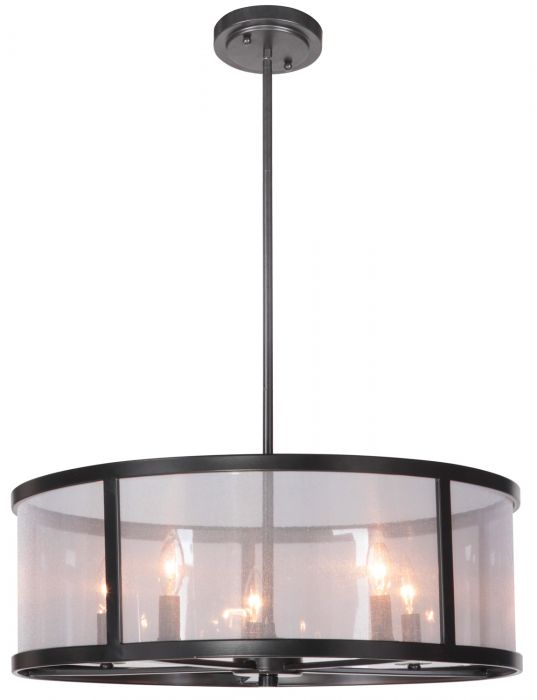 Matte Black with Organza Shade Chandelier