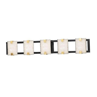 LED Black and Gold Leaf with Piastra Style Glass Vanity Light - LV LIGHTING