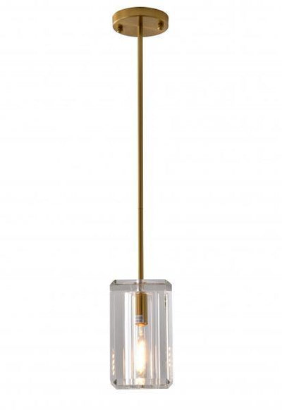 Steel with Clear Crystal Shade Single Pendant - LV LIGHTING