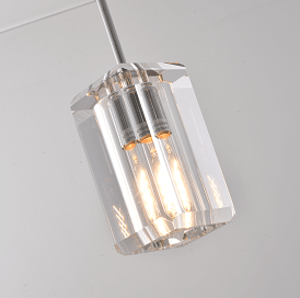 Steel with Clear Crystal Shade Single Pendant - LV LIGHTING