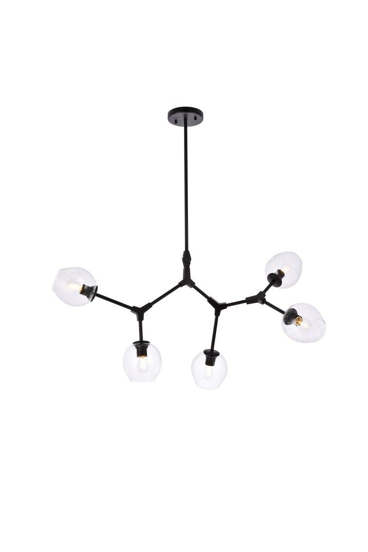 Steel Arms with Clear Glass Shade Chandelier - LV LIGHTING