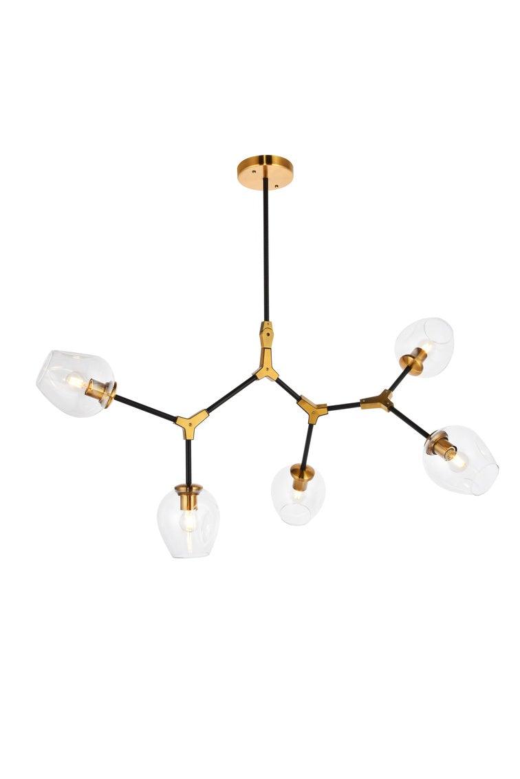 Steel Arms with Clear Glass Shade Chandelier - LV LIGHTING