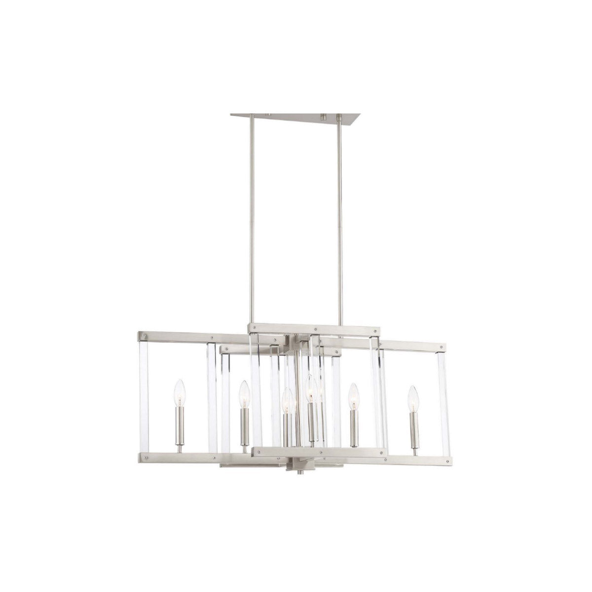 Steel Frame with Clear Acrylic Rod Linear Chandelier