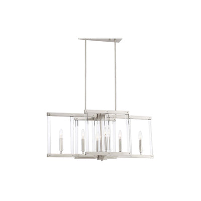 Steel Frame with Clear Acrylic Rod Linear Chandelier