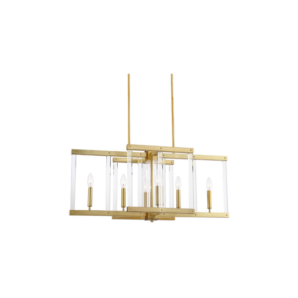 Steel Frame with Clear Acrylic Rod Linear Chandelier