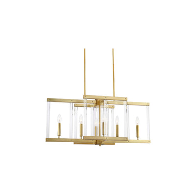 Steel Frame with Clear Acrylic Rod Linear Chandelier