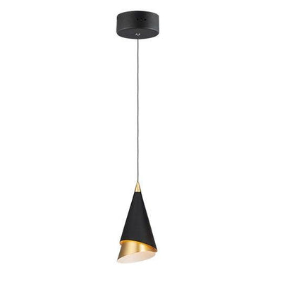 LED Black and Metallic Gold Double Cone Design Pendant - LV LIGHTING