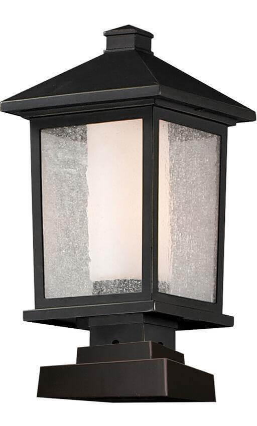 Aluminum Double Glass Rectangular Square Base Outdoor Pier Mount - LV LIGHTING