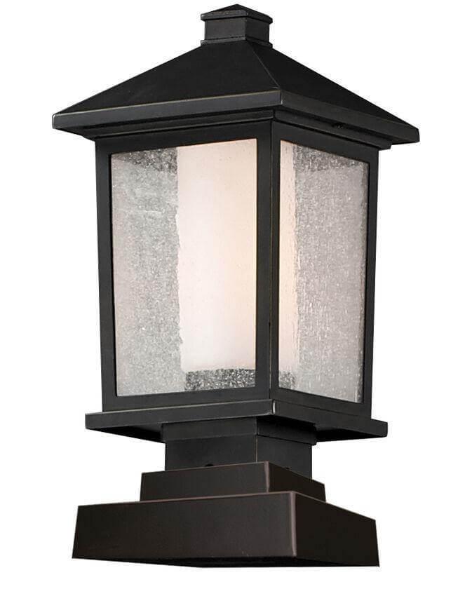 Aluminum Double Glass Rectangular Square Base Outdoor Pier Mount - LV LIGHTING