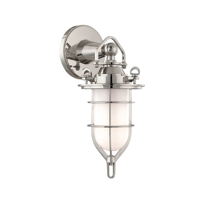 Steel Frame with Opal Glossy Glass Shade Marine Wall Sconce