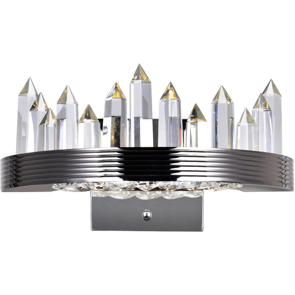 LED Polished Nickel with Crystal Wall Sconce - LV LIGHTING