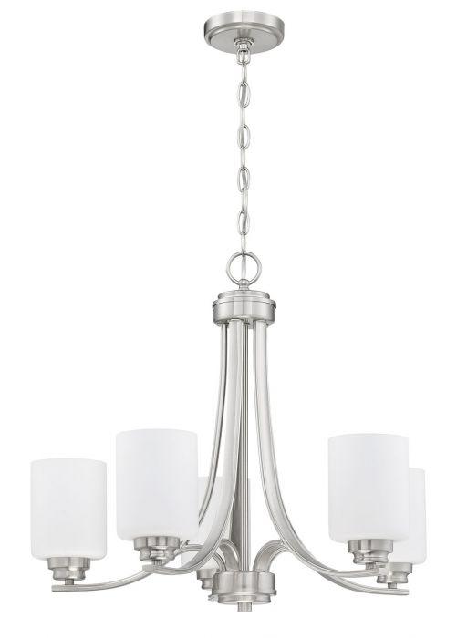 Steel Arms with Cylindrical Glass Shade Chandelier - LV LIGHTING