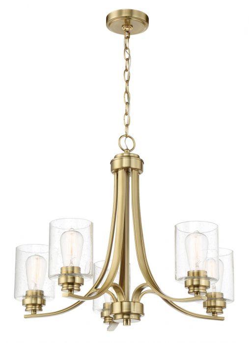 Steel Arms with Cylindrical Glass Shade Chandelier - LV LIGHTING