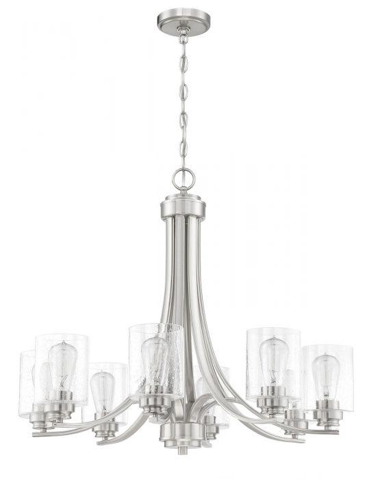 Steel Arms with Cylindrical Glass Shade Chandelier - LV LIGHTING