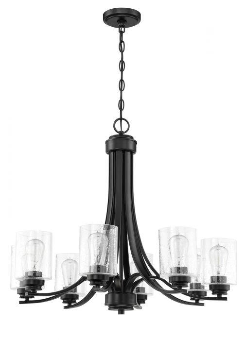 Steel Arms with Cylindrical Glass Shade Chandelier - LV LIGHTING