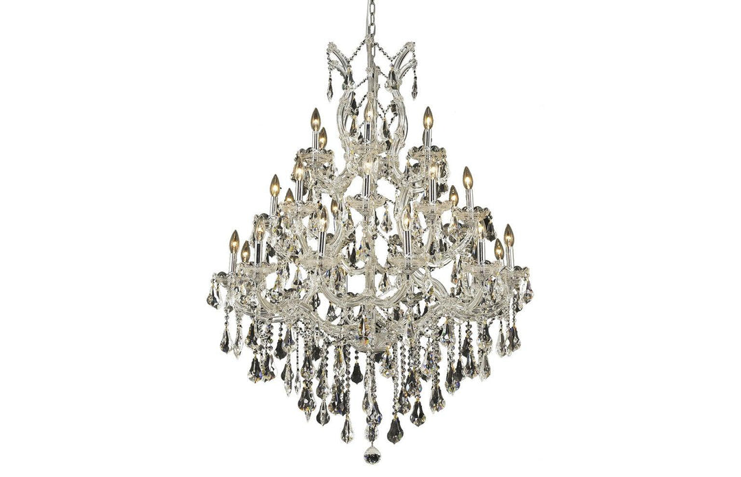 Steel with Clear Crystal Drop and Strand Chandelier - LV LIGHTING