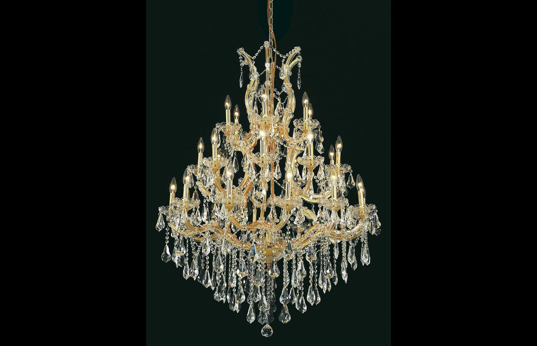 Steel with Clear Crystal Drop and Strand Chandelier - LV LIGHTING