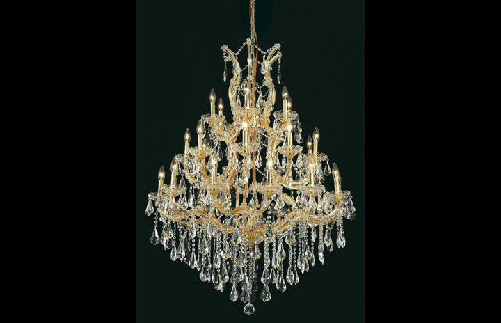 Steel with Clear Crystal Drop and Strand Chandelier - LV LIGHTING
