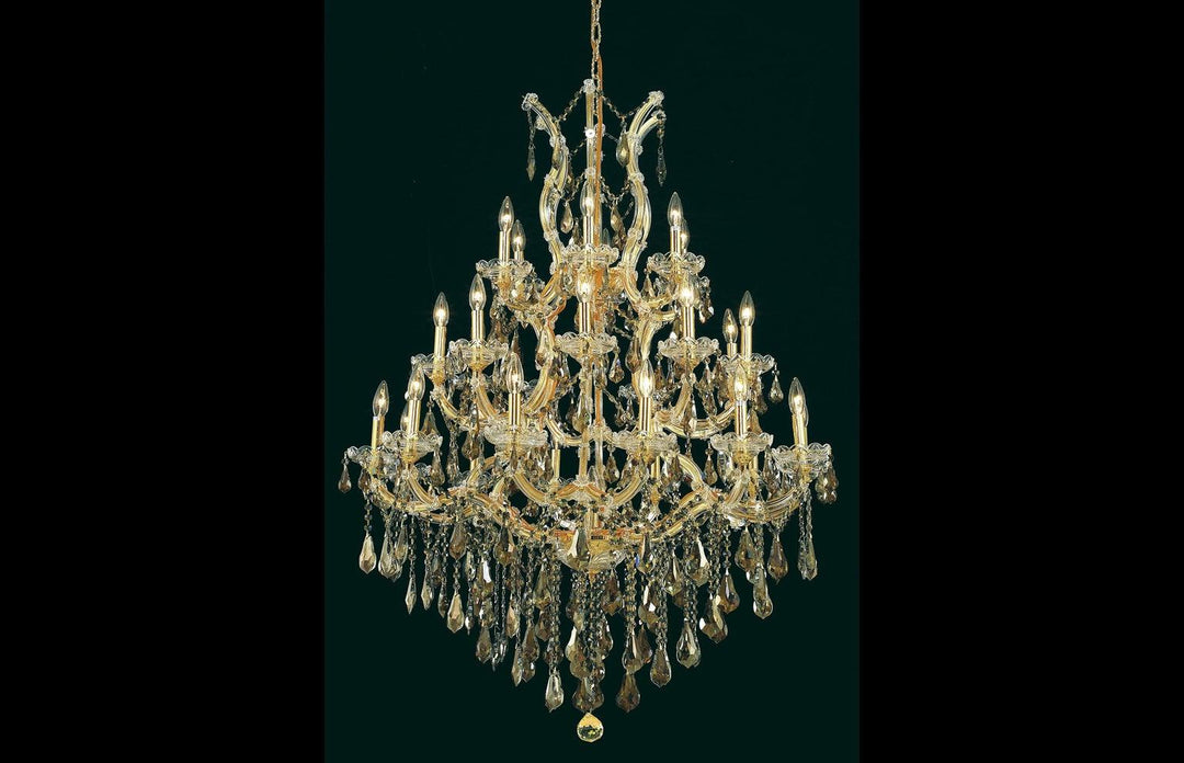 Steel with Clear Crystal Drop and Strand Chandelier - LV LIGHTING