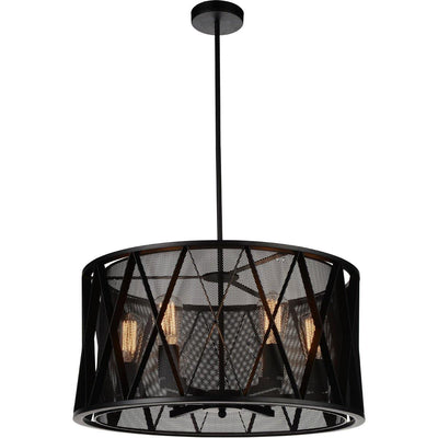 Black with Meshed Drum Shade Chandelier - LV LIGHTING