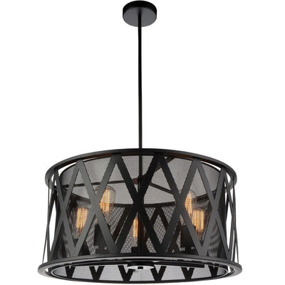 Black with Meshed Drum Shade Chandelier - LV LIGHTING